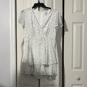 Blue Rain White Floral Jumpsuit